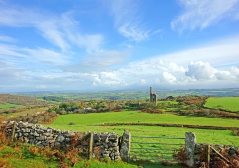 The stone-wall enclosed garden with far-reaching views over the moor and surrounding countryside at Little Irish, St Breward