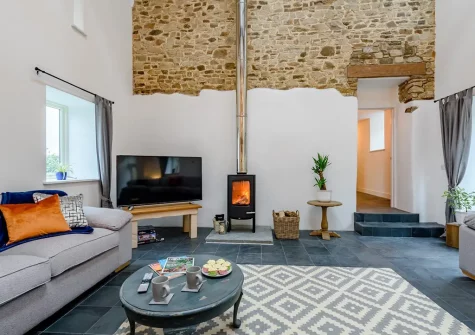 The living area at Little Marland Barn, Petrockstowe