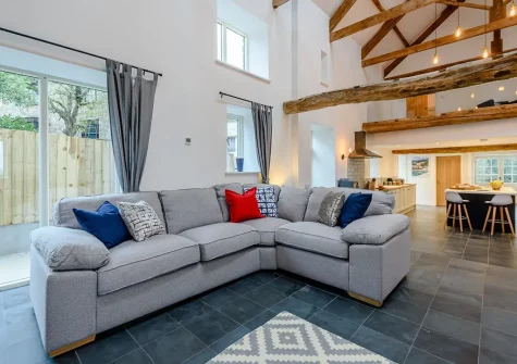 The living area at Little Marland Barn, Petrockstowe