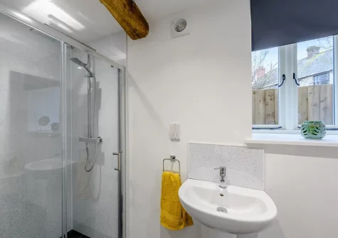 Bedroom #3 en-suite shower room at Little Marland Barn, Petrockstowe