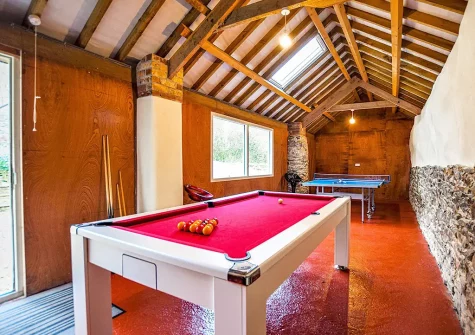The games barn at Little Marland Barn, Petrockstowe