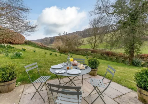 The patio & garden at Little Oak Cottage, East Anstey