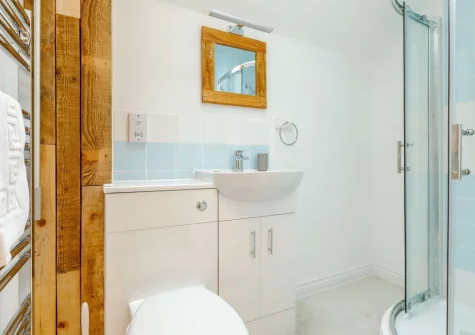 The shower room at Little Owl Cottage, Langridge