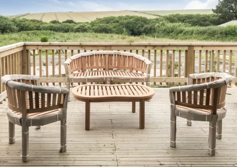 The decked patio & outdoor sitting area at Little Owl, Winnard's Perch
