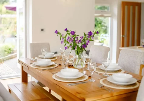 The dining area at Little Owls Barn, Tideford Cross