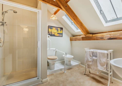 The spacious en-suite shower room at Little Pear Tree Barn, Kingston