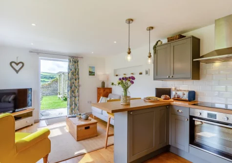 The living area & kitchen at Little Seaward, Boscastle
