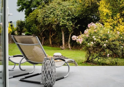The patio & garden at Littlefields, Seaton