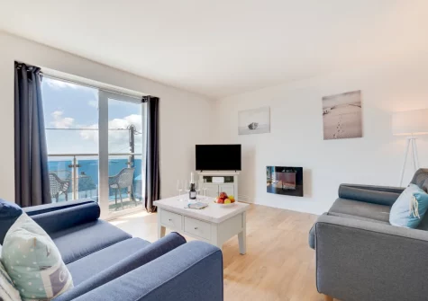 The living area at Loveday, Porthleven