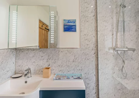 The shower room at Loventor Cottage, Instow
