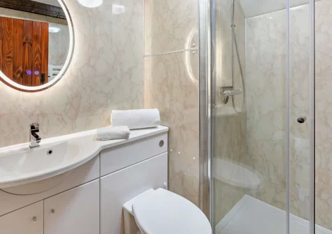 Bedroom #1 en-suite shower room at Loveny Cottage, Two Waters Foot