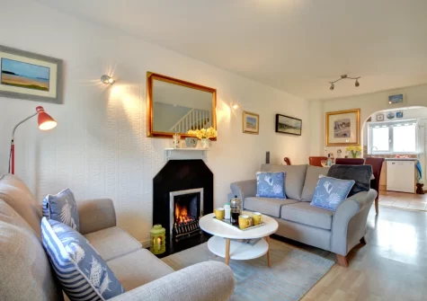 The living area at Lowen Cottage, Padstow