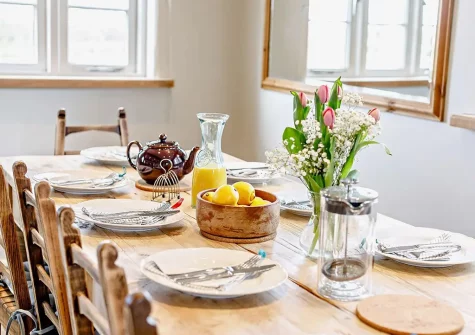 The dining area at Lower Cannington Cottage, Witheridge