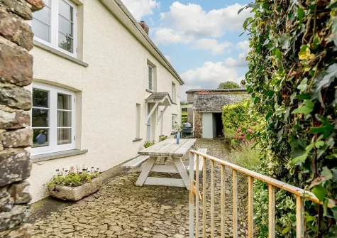 The patio & alfresco dining area at Lower Cannington Cottage, Witheridge