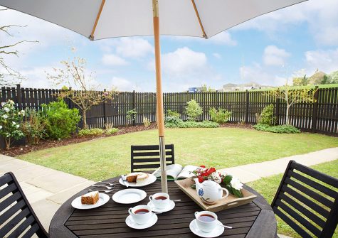 The patio & garden at Hunters Moon, Lower Curscombe Barn, Feniton