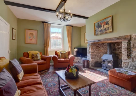 The living room at Lower Dean Farm, Parracombe