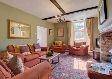 The living room at Lower Dean Farm, Parracombe