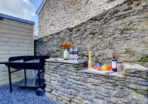 The enclosed patio & barbecue area at Lower Dean Farm, Parracombe