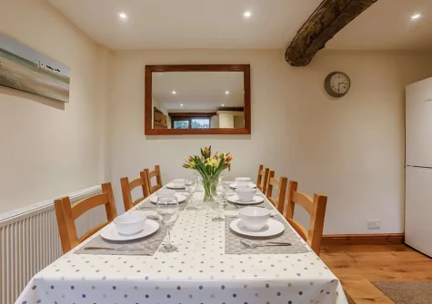 The dining area at Lower Yeoland Barn, Swimbridge