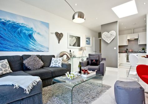 The living area at Luna Blue, Tre Lowen, Newquay
