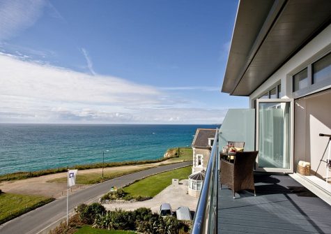 The balcony & sea view at Lusty Beach View, One Lusty Glaze, Newquay
