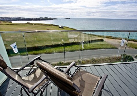 The balcony & sea view at Lusty Beach View, One Lusty Glaze, Newquay