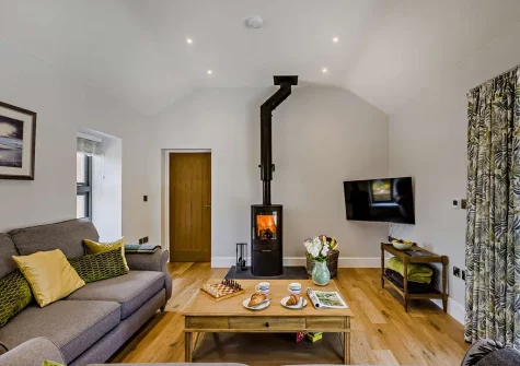 The living area at Lutsford Farm Barn, Bursdon