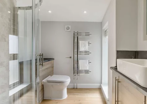 the shower room at Lutsford Farm Barn, Bursdon