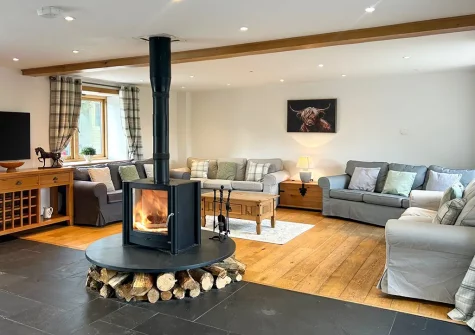 The living room at Lympscott Barn, Bradworthy