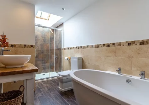 The bathroom at Lympscott Barn, Bradworthy