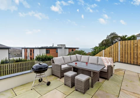 The patio, barbecue & alfresco dining area at Lyndhurst, Woolacombe
