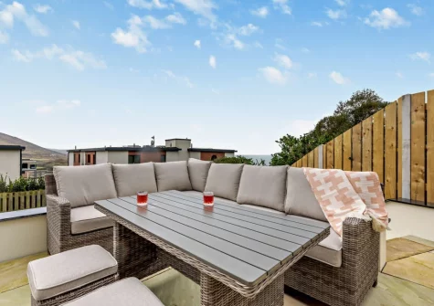 The patio, barbecue & alfresco dining area at Lyndhurst, Woolacombe