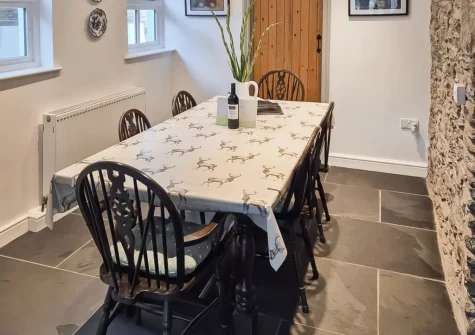 The dining area at Lynton Cottage, Combe Martin