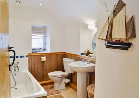 The bathroom at Lynton Cottage, Combe Martin