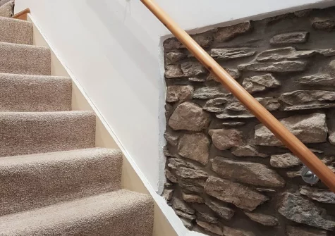 The stairs up to the first floor at Lynton Cottage, Combe Martin