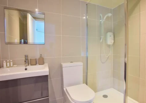 Bedroom #1 en-suite at Magpie Cottage, St Teath