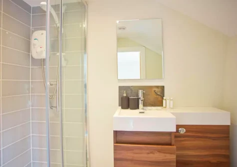 Bedroom #3 en-suite at Magpie Cottage, St Teath