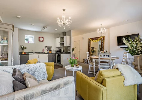 The living & dining area at Maison Brun, Charlestown