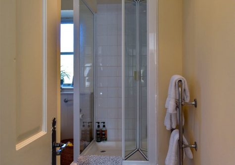 The shower room at Mallow Cottage, Snodwell Farm, Cotleigh