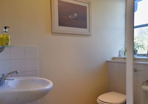 The shower room at Mallow Cottage, Snodwell Farm, Cotleigh