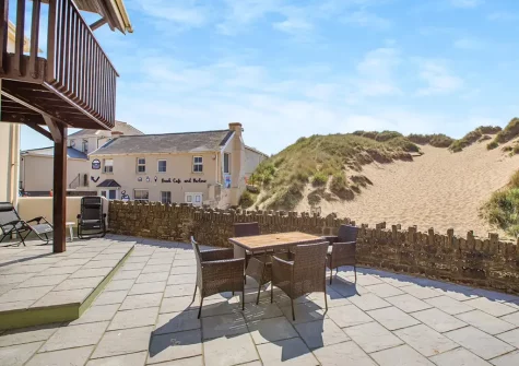 The patio & alfresco dining area at Malmsmead, Croyde