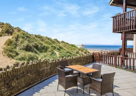 The patio & alfresco dining area at Malmsmead, Croyde