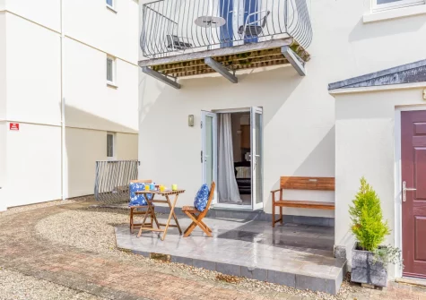 The patio & outdoor sitting area at Manor House, Looe