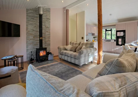 The living area at Margot at Rosehill Lodges, Porthtowan