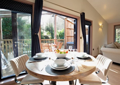 The dining area at Margot at Rosehill Lodges, Porthtowan