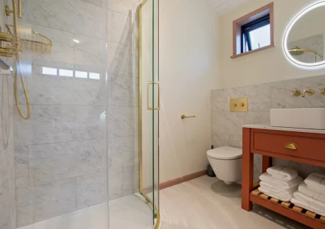 Bedroom #1 en-suite shower room at Margot at Rosehill Lodges, Porthtowan