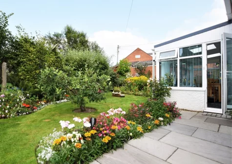 The patio & lawned garden at Marily Cottage, Honiton