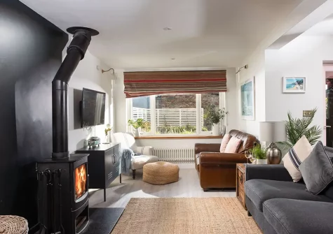 The living area at Maris Cottage, St Agnes