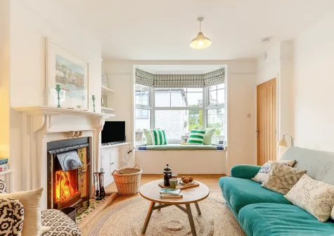 The living room at Marmaduke Cottage, Fowey