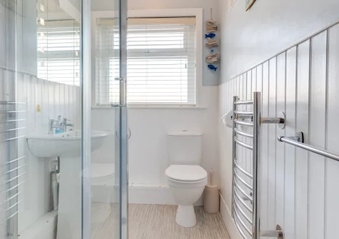 The shower room at Marnie's View, Sidmouth